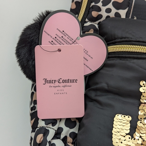 Juicy Couture Kids Leopard Print Gold Sequins Backpack/Knapsack/Carry Handle Bag - Picture 5 of 16